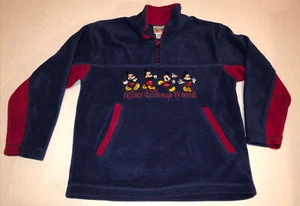 Disney World Mickey Mouse Kids Fleece 1/4 Zip Pullover Sweatshirt Size M Navy - Picture 1 of 5
