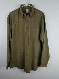 Brooks Brothers Mens L Button Down Brown Green Plaid Shirt Pocket A20 - Picture 1 of 4