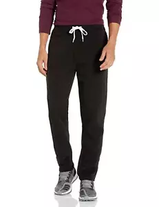 Mens Basic Active Fleece Open Bottom Big/Tall Sweatpants with Pockets,XL Black - Picture 1 of 2