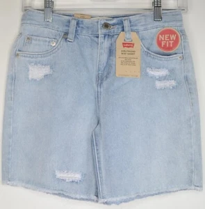 Levi's Girlfriend Midi Shorts Größe 12 abgenutzte Taille mittelhoher Bund Mädchen normal - Bild 1 von 9
