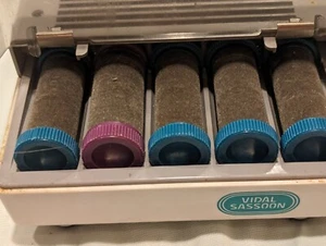 VIDAL SASSOON SLIMLINE TRAVEL 10 FLOCKED HOT ROLLERS CURLERS CLIPS- DUAL VOLTS - Picture 1 of 7