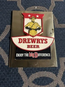 Vintage Drewrys Beer Advertising Sign Big D Metal & Plastic Bar Mancave 12.5”x9. - Picture 1 of 13