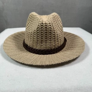 Cappello donna Fedora Panama lavorato a maglia a costine M/L beige marrone boho forever 21 NUOVO - Foto 1 di 10