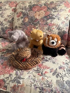 Webkinz Lot of 4 - Striped Snake, Red Panda, Mud Hippo, Elephant, NO CODES, EX - Picture 1 of 1