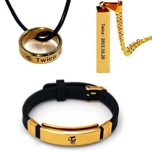 3Pcs TWICE Jewelry Gifts Set,TWICE Necklace Wristband Ring Merch for Fans(Gold)| - Picture 1 of 6