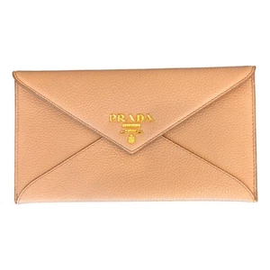 Prada Beige Vitello Grain Leather Long Envelope Wallet NWT - Picture 1 of 6