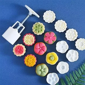 6 Pack Moon Cake Mold Mould Mid-Autumn Flower Round Square Pattern DIY Tool - Picture 1 of 7