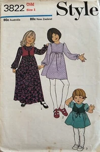 Style Pattern 3822 Girls Dress & Bolero Vintage Size 1 - Picture 1 of 3