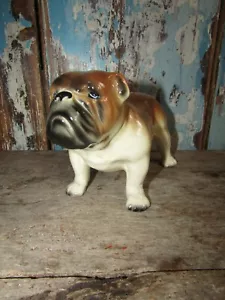 Vintage British Bulldog Ceramic Pottery Ornament 1960s Era Made in England - Picture 1 of 6