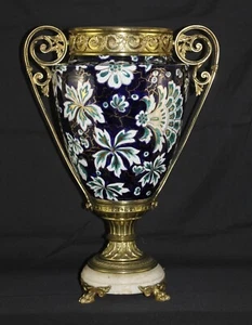 Antikes Keramik Herzstück Frankreich. Vergoldetes Metall und Marmor. Jardiniere - Bild 1 von 24