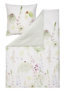 Estella Mako-Satin Bettwäsche Meadow grün 100% Baumwolle 155x220 + 80x80 cm - Bild 1 von 5
