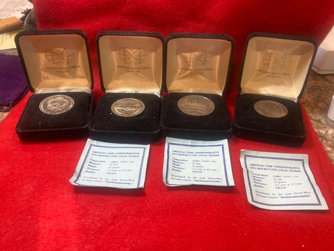 4 Boxed Mezhnumizmatika USSR Russian Commemorative Coins Cover