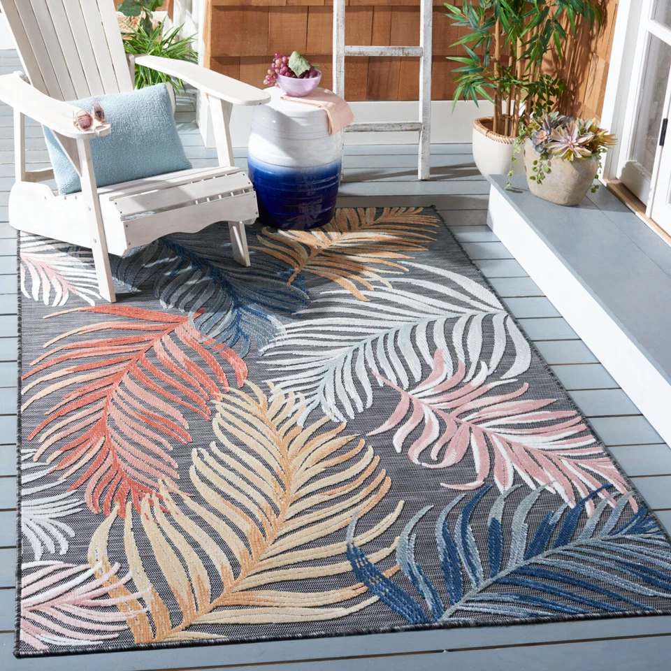 SAFAVIEH Outdoor CBN445H Cabana Collection Black / Rust Rug - Image 1 of 4