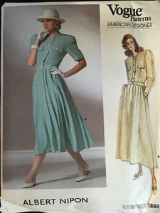 Pattern Vogue 1889, Albert Nipon designed dress, retro 80’s, Sz 8 - Picture 1 of 3