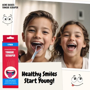 Tongue Scraper Cleaners-Oral Hygiene Tool for Adults & Kids, Fresh Breath, 4Pcs - Picture 1 of 9