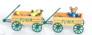 Juego de 2 vagones voladores de madera Midwest de colección con juguetes adornos navideños ~ Excelente - Imagen 1 de 4