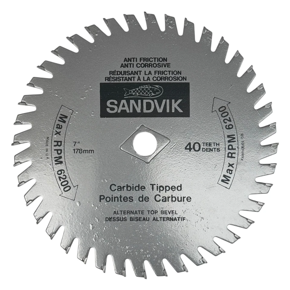 Sierra Circular TCT Sandvik 8501 178Mm X 16Mm 40T Para Madera, Tablero, PVC - Image 1 of 1
