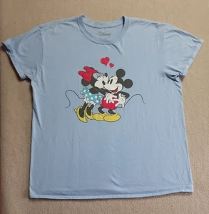 Mickey und Minnie Kissing Damen 2XL leichtes Tshirt blau - Bild 1 von 12