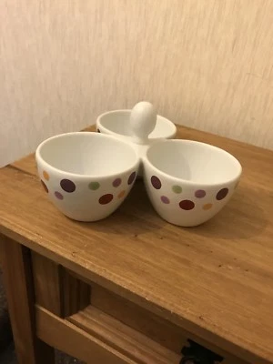 Pampered Chef `Simple Addictions`Polka Dot 3 Bowl Condiment Dish Dip Bowl Set - Image 1 of 4