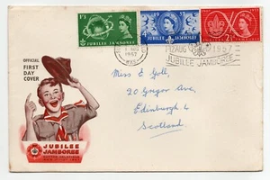 Cubierta GB - 1957 SCOUTS JAMBOREE Sombreros Fuerados FDC SUTTON COLDFIELD Eslogan Jamboree - Imagen 1 de 1