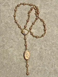 Wire Wrapped Pearl & Pink Butterfly Pearl Polymer Centerpiece Bead Necklace - Picture 1 of 7