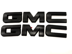 Front & Rear Matte Black Emblems Overlay 2019-2023 GMC Sierra 1500 2500HD 3500HD - Picture 1 of 3