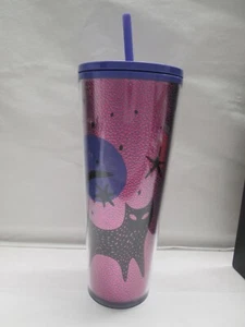 NEU Starbucks 2020 Halloween Mehrwegbecher 24oz Lila Katze Tumbler Strohhalm - Bild 1 von 6