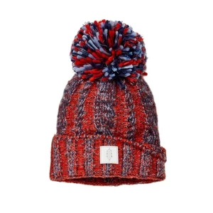 Free People Rojo Azul Combo Grueso Tejido Pom Gorro Talla Única NUEVO - Imagen 1 de 3