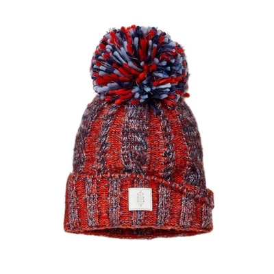 Free People красный синий комбинированный коренастый вязаный помпон Pom Beanie шляпа один размер новый - Изображение 1 из 3