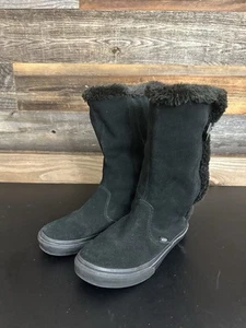 Vans Phoebe Sneaker Boots Black Suede Faux Fur Trim Hook & Loop Women’s 9 - Picture 1 of 12