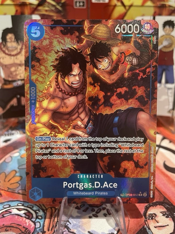 One Piece OP-10 Portgas.D.Ace OP08-052 Treasure Rare (NM) - Image 1 of 1