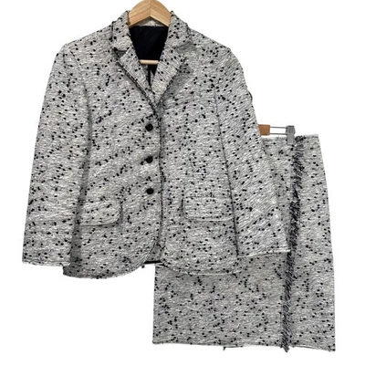 NINA RICCI Tweed jacket and skirt set up suit 38/36 Black White Women USED - Image 1 of 4