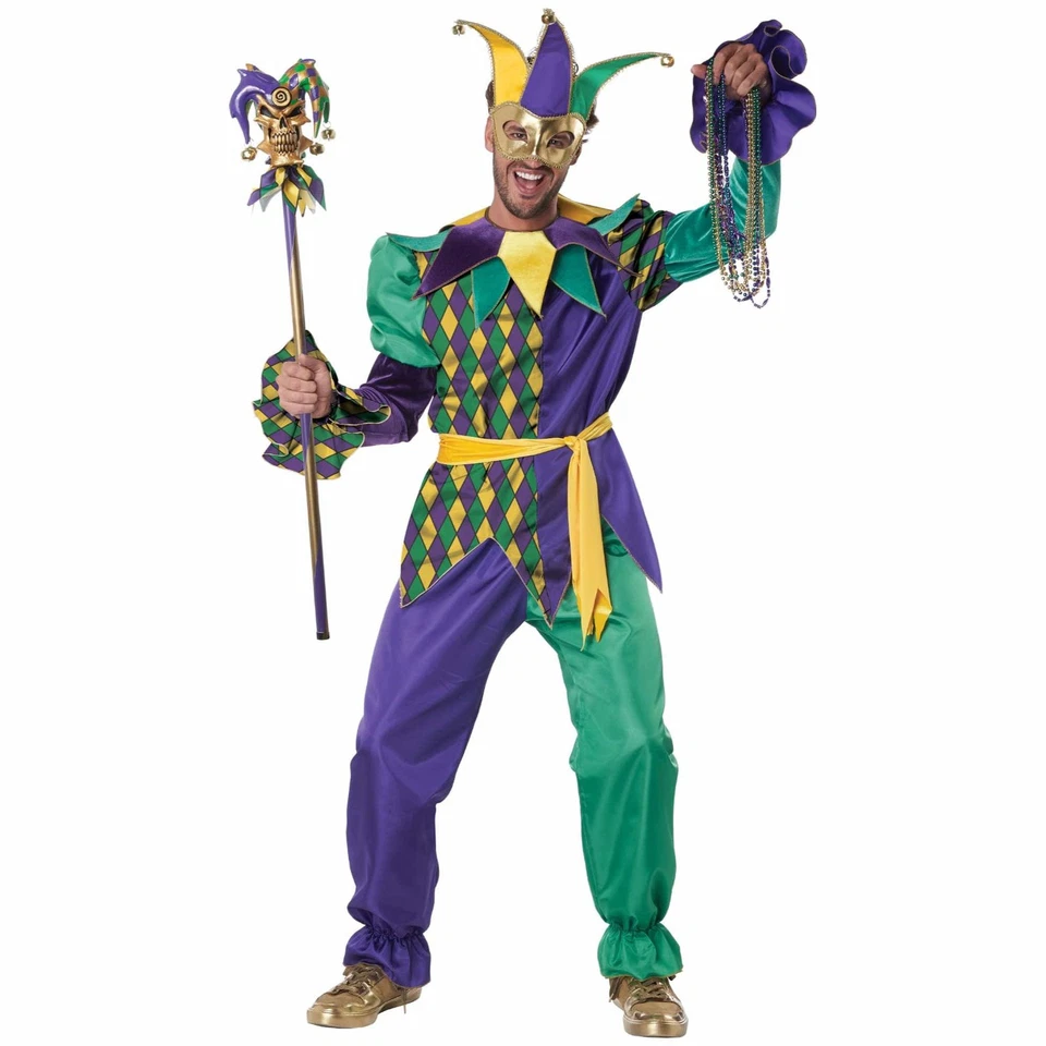 Disfraz De Lujo Mardi Gras Bufón Payaso Carnaval Moomba Festival Adulto Hombre Foto 1 de 1