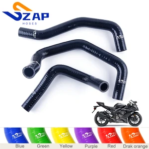 For 2003 2004 Kawasaki Ninja ZX-6R ZX6R ZX6RR Black Silicone Radiator Hose Kit - Picture 1 of 11