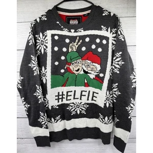 Santas Ugly Christmas Sweater Elfie Selfie Holiday Fun Knit Size M - Picture 1 of 3