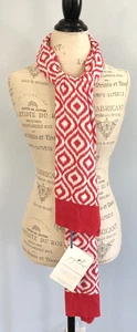 Papillon Red White Bamboo Button Up Scarf Shawl Cardigan 18" x 64" NWT - Picture 1 of 9