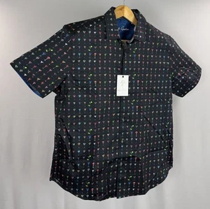 Camisa Robert Graham Abotonada Para Hombres XL Negra Vibrante Exclusiva Martini Puño Abatible - Imagen 1 de 15