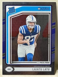 2024 Donruss - Rated Rookie Laiatu Latu #311 Press Proof Silver /100 (RC) Colts - Picture 1 of 5