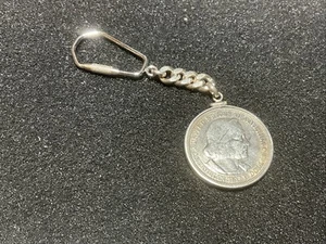 Sterling Silver Keychain w / 1893 Columbian Expo Silver Half Dollar coin - Picture 1 of 5