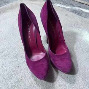 Casadei Shoes Womens Size 7 Purple Suede Pumps Studded Stiletto Made in Italy - Picture 1 of 16