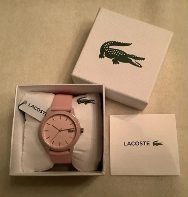 Reloj LACOSTE Damas Oro Rosa/Rosa L.12.12 Correa Silicona Modelo 2001065 Nuevo con Etiquetas Foto 1 de 4