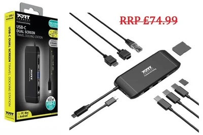 PORT connect TRAVEL 1X4K docking station USB C  3.1 Gen 2-  VGA, HDMI, Mini DP  - Image 1 of 4