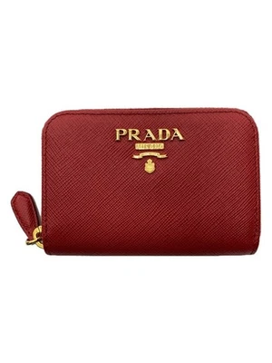 Portamonete PRADA SAFFIANO METALLO PORTAFOGLIO LAMPO 1ML040 Rosso dal Giappone - Immagine 1 di 4