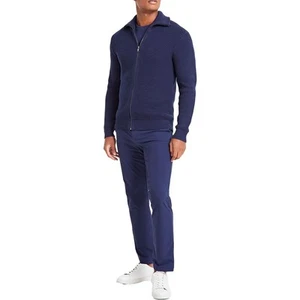 Alfani Mens Navy Knit Cotton Full Zip Sweater Jacket XXL BHFO 0551 - Picture 1 of 2