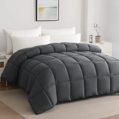 JUSTLET Luxury Solid Down Alternative Machine Washable Gray Comforters - Image 1 of 4