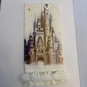 Neu mit Etikett Disney 50. Jubiläum Schloss Küche Geschirrtuch vergoldet weiß Quaste - Bild 1 von 6