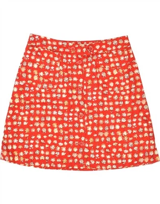 STEFANEL Womens High Waist A-Line Skirt IT 46 Large W29 Red Floral Cotton BB45 - Image 1 of 3