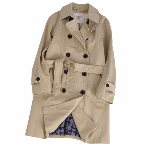 Coach Cappotto Trench Schiena Firmato Cotone Capispalla Donna S P Beige Usato0