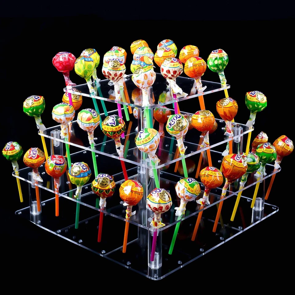 56 Holes 3 Tier Acrylic Cake Pop Stand Square Clear Cake Pop Holder 56Holes