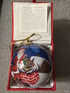 Vintage 1998 Le Bien Weihnachtsschmuck Rückseite handbemalt rund Glas OrigBox - Bild 1 von 10